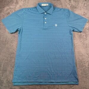 Holderness & Bourne Oswentia Club Golf Polo Shirt Mens L Blue Striped Maxwell